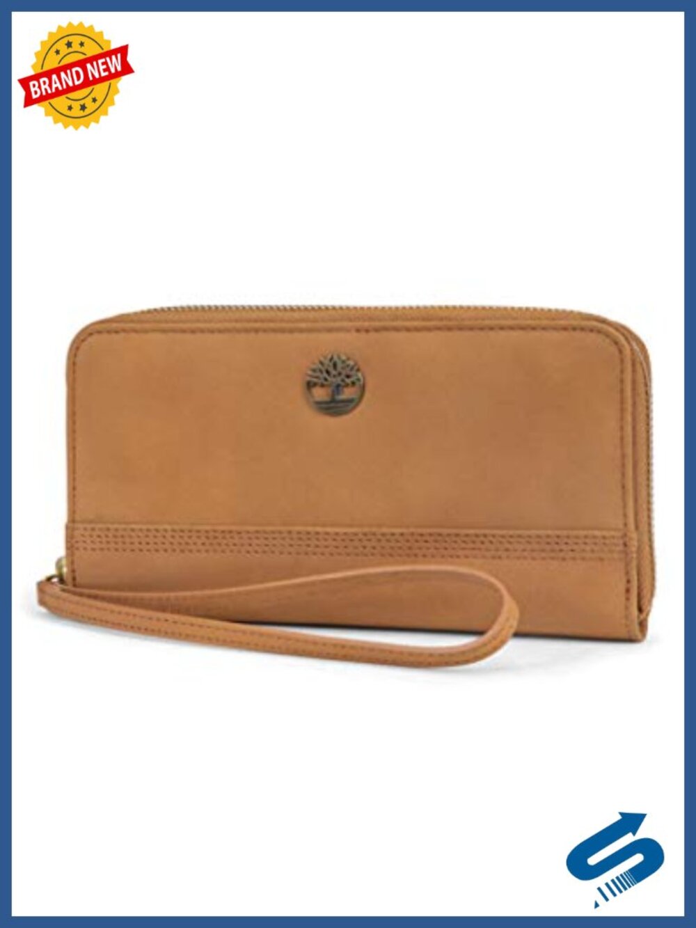 Genuine Leather RFID Zip Around Wallet Clutch With Wristlet Strap